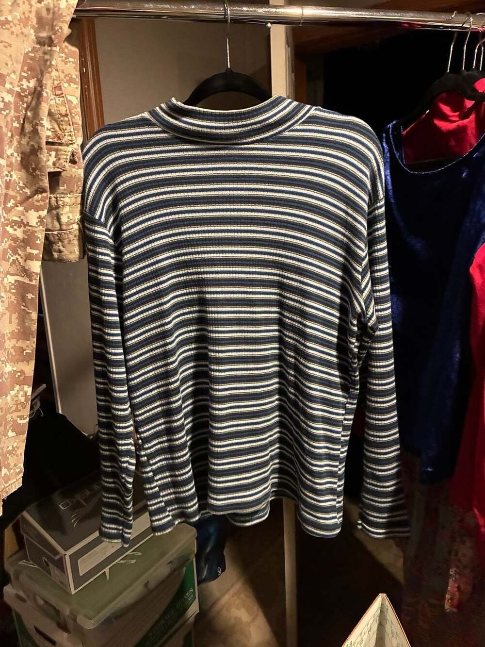 Bobbie Brooks  Mock Neck Long Sleeve Striped Top